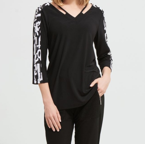 Joseph Ribkoff Black White Stretch Top 16/18 - Picture 4 of 8